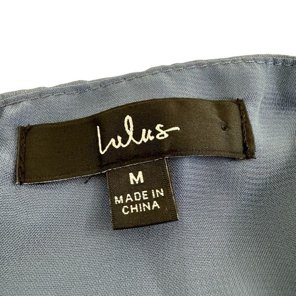 SOLD Lulus Constantine Slate Blue Satin Maxi Dress Gown Old Hollywood Medium - Picture 8 of 11